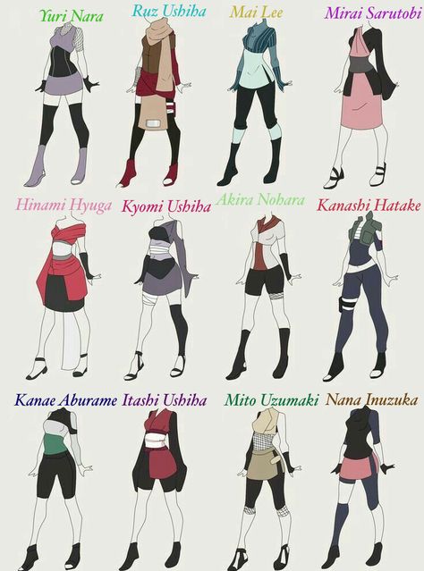 Naruto Character Outfits, Boruto Outfits Oc, Kunoichi Outfit Design Reference, Naruto Female Oc Outfits, Ninja Outfit Female Naruto, Ninja Outfit Ideas, Ninja Outfit Female Design, Ninja Outfit Design, Female Ninja Outfit