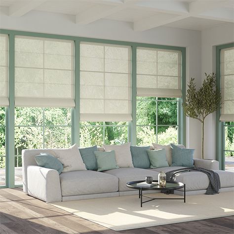 The Lumiere Unlined Wilton Natural Weave Roman Blind creates a calm and tranquil environment with its soft, earthy texture and natural colour.    The unlined fabric means the light will gently illuminate your room, and the chain sidewinder will give you easy operation. Style with neutral walls and accessories for a chic and paired back look or be bold with a pop of accent colour for a statement look. Stores Thermiques, White Blinds, Thermal Blinds, Pleated Blind, Kitchen Blinds, Blackout Blinds, Honeycomb Design, Wooden Blinds, Garden Windows