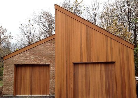 Storefront Architecture, Masonite Siding, Cedar Wood Siding, Cedar Garage Door, Pine Paneling, Knotty Pine Paneling, Redwood Siding, Gable Wall, Cedar House