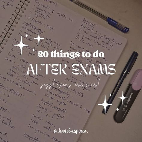 🦋Hazel🦋 on Instagram: “🦋 Things to do after exams! 🦋 . Hi ! This is @_hazel.aspires_ n I'm gonna share my study tips , day-to-day experiences, motivational tips…” After Exam Things To Do, After Exam Things, What To Do After Exams, What To Do After Exams Are Over, Things To Do After Exams, After Exam, Last Exam, Motivational Tips, College Ideas