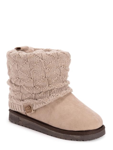 PRICES MAY VARY. Treaded TPR Sole 100% Polyester Insole, 100% Polyester Faux Suede Upper, 100% Acrylic Knit, 100% Polyester Faux Shearling Lining Faux fur lined No Heel Closed Toe Shoes, Fairy Dust, Women Essentials, Round Toe Heels, Wide Boots, Winter Boots Women, Ankle Bootie, Slingback Sandal, Winter Sweaters