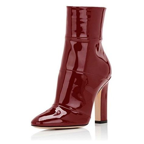 Red Chunky Heel Boots Patent-leather Ankle Booties for Work ($80) ❤ liked on Polyvore featuring shoes, boots, ankle booties, red patent leather boots, red booties, red boots, party boots and red ankle booties Ankle Boots For Work, Boots For Work, Shiny Boots, Work Heels, Chunky Heel Boots, Red Booties, Womens Black Booties, Chunky Heels Boots, Chunky High Heels