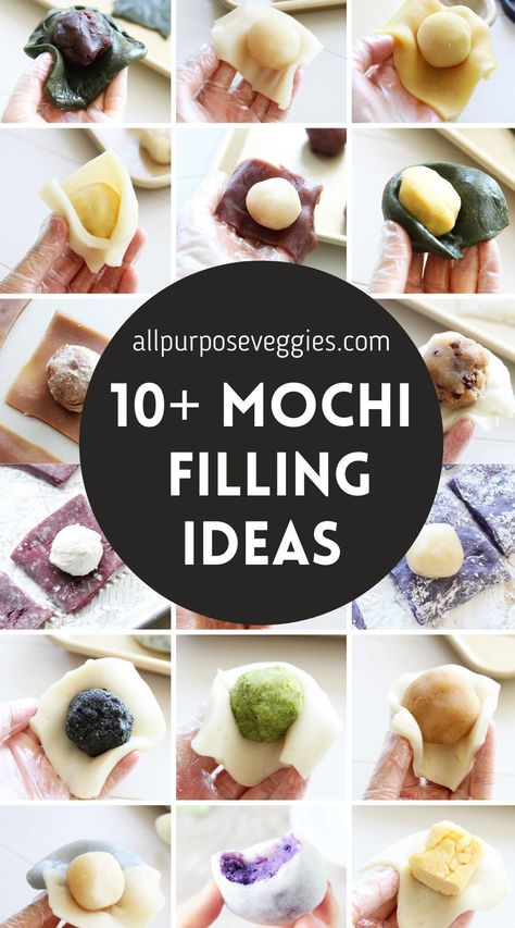 Looking for new ways to enjoy mochi? There are tons of different and unique types of mochi fillings that can be used to make healthy and delicious mochi. The sticky sweet rice dough is a perfect canvas for both savory and sweet add ins. Plus, you can also easily switch up its flavors and colors with mashed fruits, powders, or food coloring. Learn how to enhance your next homemade mochi recipe. Here are 10+ different mochi fillings ideas to get you started. #mochi #japanesedesserts Mochi Filling, Potato Filling Recipe, Homemade Mochi, Japanese Dessert Recipes, Butter Mochi, Mochi Recipe, Mochi Cake, Mochi Ice Cream, Sweet Rice