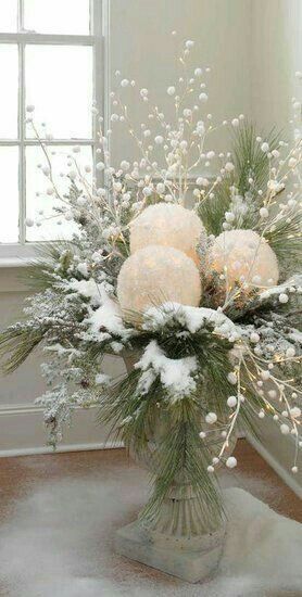 **Christmas & Winter Blessings** Winter Wonderland Home Decor, Blowing Up Balloons, White Christmas Decor, Christmas Tree Ideas, Noel Christmas, Christmas Centerpieces, Christmas Deco, Christmas Projects, Ikebana