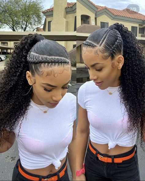 Jerry Curl Hair, Long Ponytail Hairstyles, Sleek Ponytail Hairstyles, Weave Ponytail, Black Ponytail Hairstyles, African Hair Braiding Styles, Afrikaanse Mode, Braided Ponytail Hairstyles, Natural Hair Styles Easy