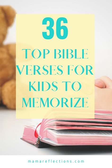 As moms, we need to be instilling Scripture into the lives of our children, as well as modeling what it looks like in real life. A great way to do that is to memorize Scripture. We should be doing this ourselves, but we also teach our children. Let's look at some fantastic Bible memory verses for kids to learn. #kidsbibleverses #topversesforkids #kidsintheword #mamareflections Homeschool Memory Verses, Scriptures For Kids To Memorize, Bible Verses For Children To Memorize, Kids Scripture Memory, Kids Bible Verses To Memorize, Bible Verse For Kids To Memorize, Weekly Bible Verses For Kids, Scripture Memory For Kids, Bible Verse Memorization For Kids