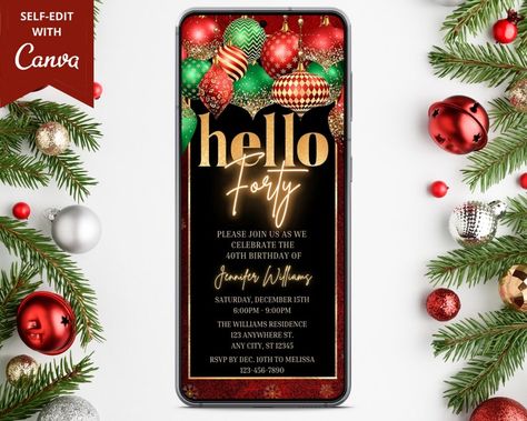 Winter Birthday Themes, Funny Christmas Party Invitations, Christmas Invites, 30th Birthday Invitations, 40th Birthday Invitations, Christmas Birthday Party, Christmas Party Invitation, Winter Birthday, Christmas Invitations