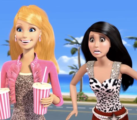 Life In The Dreamhouse Barbie, Barbie And Raquelle, Dreamhouse Barbie, Barbie Life In The Dreamhouse, Life In The Dreamhouse, Famous Duos, Barbie Funny, Duo Costumes, Funny Emoji Faces