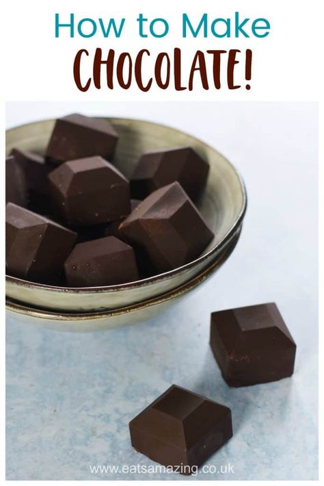 Easy Recipe For Kids, Chocolate Cube, Cocoa Powder Recipes, Coconut Oil Chocolate, Make Your Own Chocolate, Chocolate Recipes Homemade, Coconut Oil Recipes, Recipe For Kids, Cocoa Recipes