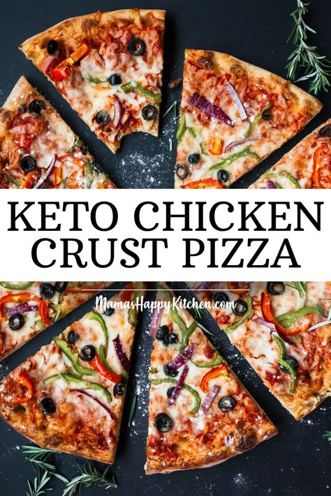 This pizza is not like your ordinary pizza, but it is low-carb and super simple to make. All you need is a few ingredients for the chicken crust and some of your favorite toppings. In a short amount of time, you got yourself a low-carb delicious dinner! Keto Chicken Crust Pizza Recipe, Carnivore Chicken Pizza Crust, Chicken Crust Pizza Keto, Keto Chicken Crust Pizza, Chicken Pizza Crust, Garlic Sauce For Chicken, Chicken Crust, Protein Pizza, Chicken Crust Pizza