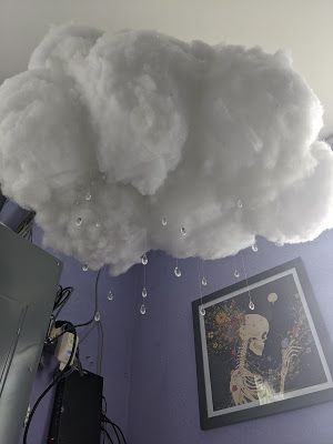 Nursery Cloud Light, Classroom Clouds Decor, Diy Clouds On Ceiling, Make Clouds To Hang, Cloud Lantern Diy, Clouds Party Decorations, Cloud Chandelier Diy, Cloud Lights On Ceiling Diy, Clouds Diy Decoration