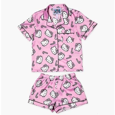 Hello Kitty Forever 21, Cristiano Jr, Silk Pajamas Shorts, Kitty Clothes, Shorts Pajama Set, Hello Kitty Friends, Hello Kitty Clothes, Cute Pjs, Cute Pajama Sets