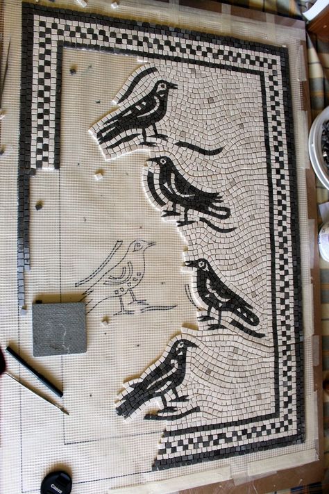 Mosaic Tile Art, Mosaic Design, Ancient Designs, Mosaic Flooring, Mosaic Projects, Tile Art, The Birds, 인테리어 디자인, Mosaic Art