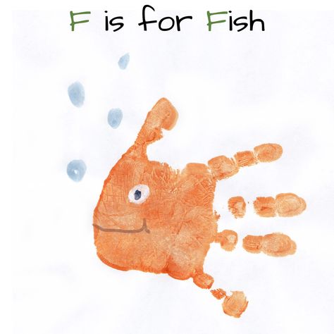 F Is For Fish, Fish Handprint, Abc Crafts, Abc Art, Baby Art Projects, Footprint Crafts, Toddler Arts And Crafts, Alphabet Crafts, Fish Crafts