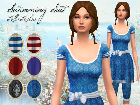 The Sims Resource - Victorian Swimsuit for Sim ladies by LollaLeeloo Victorian Swimsuit, Sims4 Clothing, Sims 4 Decades Challenge, Victorian Hairstyles, Clothing Female, Sims 4 Characters, Surfer Girl Style, Sims Four, Sims4 Clothes