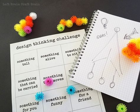 Design Thinking Challenge Printable2 Left Brain Craft Brain Creative Thinking Activities, Brain Design, Brain Craft, Design Squad, Design Thinking Process, Critical Thinking Activities, Left Brain, Stem Challenges, Stem Projects