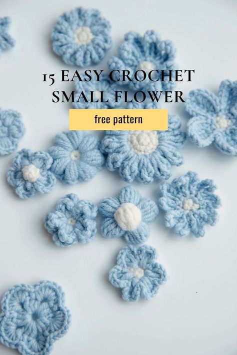 Crochet Blue Flowers Free Pattern, Crochet Mini Flower Bouquet Free Pattern, Mini Crochet Flowers Pattern Free, Crochet Narcissus, Crochet Memorial, Crochet Dandelion, Agrostemma Githago, Crochet Gerbera, Crochet Dahlia