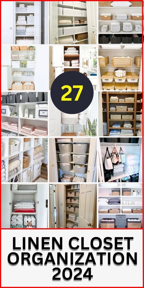 Transform your tiny spaces with our LINEN CLOSET ORGANIZATION 2024 guide. Specializing in ideas for small hallways and bathrooms, this guide provides simple yet effective storage solutions. From wire shelving to corner storage bins, discover how to organize your linen closet in a chic, space-saving manner, perfect for modern homes. Organized Linen Closet Ideas, Linen Closet Organizer Ideas, Linen Closet System, Organize Bathroom Closet Small Spaces, Organized Linen Closet Small, Overstock Storage Ideas, Small Linen Cupboard Organisation, Organizing Ideas For Bedroom Closets, Bathroom Linen Storage Ideas