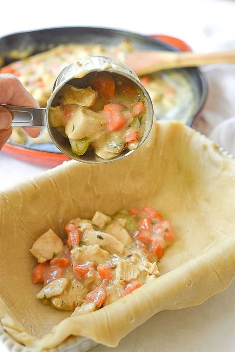 This small batch Chicken Pot Pie for Two is creamy and delicious with a flaky pastry crust. It is the perfect amount of food for two people. It is comfort food at it's finest. Quick Chicken Pot Pie Recipe, Chicken Pot Pie For Two, Food For Two People, Pot Pie For Two, Food For Two, At Hospital, Pastry Crust, Pot Pies Recipes, Chicken Pot Pie Recipes