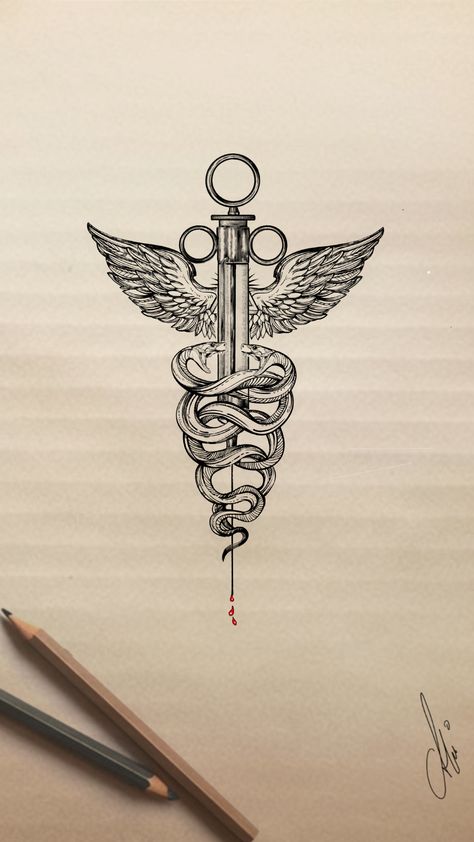 Tattoos For Medical Students, Medicine Related Tattoos, Tattoo Ideas For Doctors, Veterinary Tattoo Ideas Design, Anesthesiologist Tattoo Ideas, Tattoos For Medical Professionals, Anesthesiologist Tattoo, Male Nurse Tattoo Ideas, Minimalist Medical Tattoo