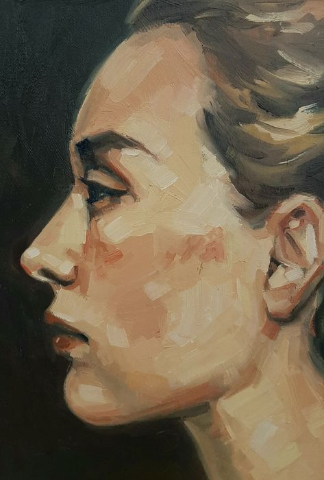 Bust Art, Woman In Profile, Portraiture Art, Portrait Oil Painting, Artfully Walls, Art Study, Art Prints Online, Oil Painting Portrait, Painting Edges