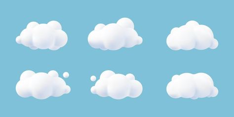 3d render of a clouds set isolated on blue background. Soft round cartoon fluffy clouds mock up icon. 3d geometric shapes vector illustration 3d Clouds, Kawaii Cloud, 3d Geometric Shapes, Shapes Vector, Cloud Illustration, Cloud Icon, Cloud Vector, Fluffy Clouds, Web Design Tutorials