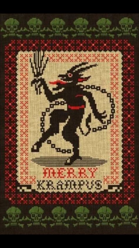 Krampus Krampus Party, Merry Krampus, Creepy Christmas, Halloween Cross Stitch Patterns, San Nicola, Subversive Cross Stitch, Halloween Cross Stitches, Diy Cross Stitch, Modern Cross