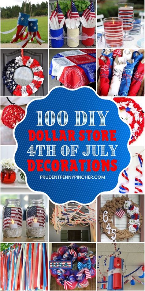 Celebrate the USA on a budget with these dollar store DIY 4th of July decorations. From 4th of July wreaths to centerpieces, there are plenty of red, white and blue 4th of July decor ideas that will add a patriotic touch to your 4th of July party. Diy 4th Of July Decorations, 4th Of July Wreaths, 4 Th Of July Decorations, Patriotic Diy, Fourth Of July Decorations, 4th July Crafts, 4th Of July Decor, Fourth Of July Decor, July Decor