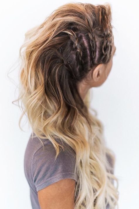 Side Triple Braids Lagertha Style #braids Zoo Hairstyles, Trendy Braided Hairstyles, Lagertha Hair, Classy Hair, Hair Elegant, Kim Kardashian Hair, Elegant Girls, Bored Board, Hairstyle Youtube