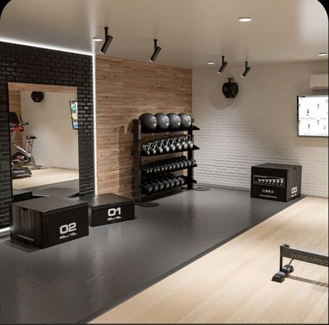 Organization Garage, Home Gym Basement, Dream Home Gym, Gym Design Interior, Small Home Gym, Home Gym Garage, Workout Room Home, Studio Pilates, Basement Gym