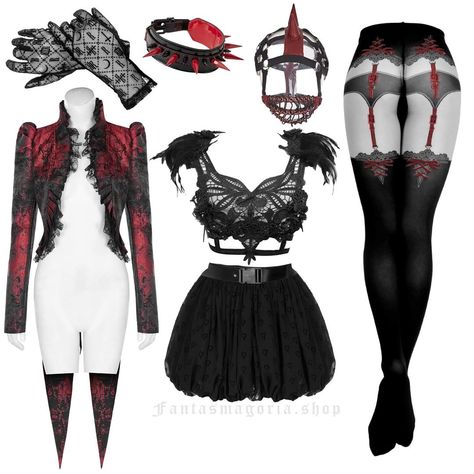 FANTASMAGORIA (@fantasmagoria) posted on Instagram: “Reminder: 14% SALE ON ALL GOODS until 15th of February! ❣️We can all agree that this outfit is super unique: Raven Romance Harness City…” • Feb 13, 2022 at 7:00am UTC Alternative Fashion Outfits, Horse Mask, Gothic Lingerie, Doll Skirt, Mesh Gloves, Red Details, Feb 13, Gothic Outfits, Dark Horse