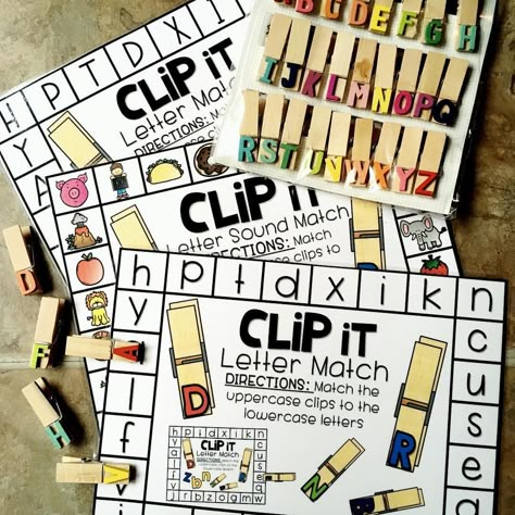 Clothes Pin Letter Matching, Alphabet Review Activities Kindergarten, Alphabet Clothespin Activities, Kindergarten Alphabet Activities, Alphabet Clip Cards, Letter Learning Activities, Clothes Pin Games, Toddler Curriculum, Morning Tubs