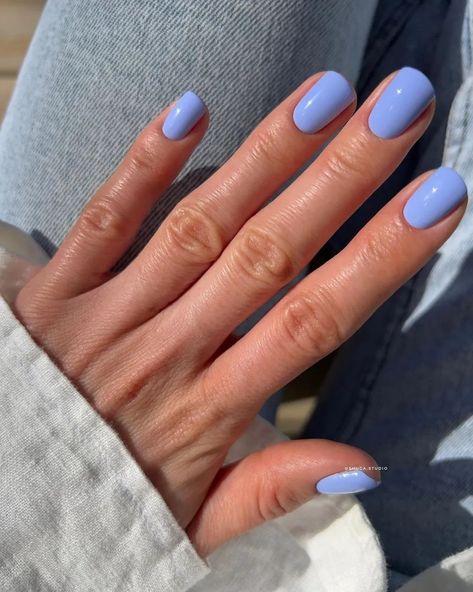 Periwinkle Nails, March Nail, Nails March, Nails Oval, March Nails, One Color Nails, Spring Nail Colors, Cute Gel Nails, Blue Nail