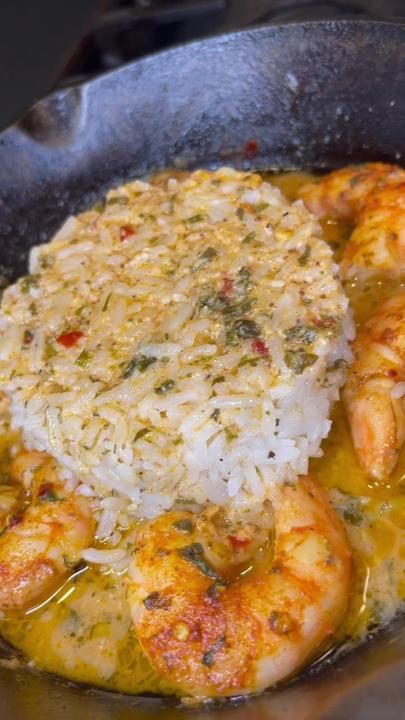 Garlic Butter Shrimp & Rice 🍤🍚 ✨ Shrimp - Shrimp, peeled & deveine... | garlic butter shrimp | TikTok Garlic Shrimp Bowl, Shrimp N Rice Easy Recipes, Garlic Shrimp And Rice Recipes, Shrimp Over Rice Recipes, Shrimp And Yellow Rice Recipes, Jumbo Shrimp Recipes Easy, Shrimp And White Rice Recipes, Yellow Rice And Shrimp, Rice And Shrimp Recipes