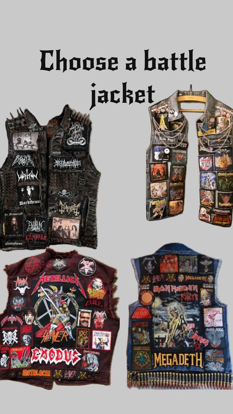 Metal Denim Jacket, Rammstein Outfit Ideas, Battle Jacket Ideas, Punk Cowboy, Spikes Fashion, Metallica Concert, Battle Jackets, Battle Vest, Punk Fashion Diy