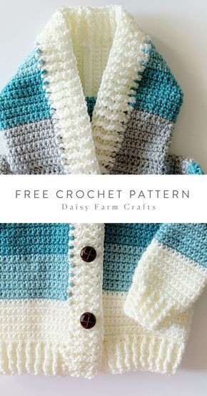 Crocheted Baby Sweater Sets, Crochet Baby Boy Sweater Free Pattern, Crochet Baby Boys, Crochet Baby Cardigan Free Pattern, Crochet Baby Clothes Boy, Crochet Baby Sweater Sets, Crochet Patterns Baby Boy, Crochet Baby Sweater Pattern, Crochet Baby Jacket