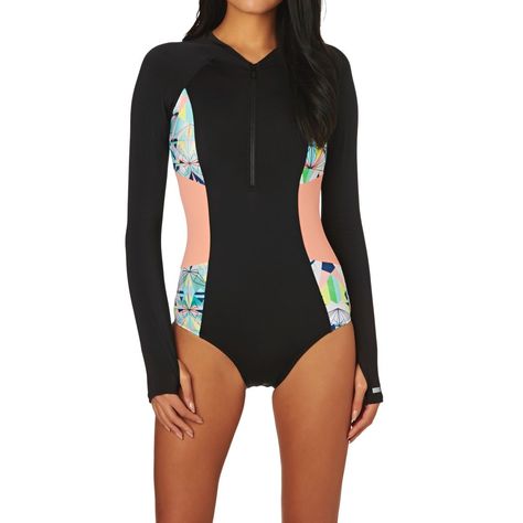 Roxy Keep It Roxy Long Sleeved Swimsuit - Anthracite | Free Delivery* Steph Claire Smith, Roxy Swimwear, Black Pinterest, Long Sleeve Swimwear, White Swimwear, Sleeve Swimsuit, Long Sleeve Swimsuit, Summer Street, Roxy Women