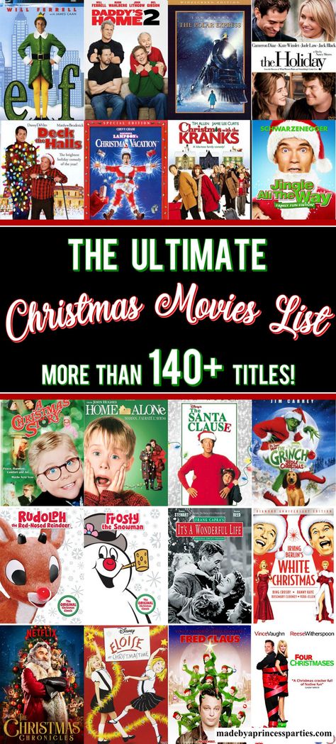 Movie Marathon Christmas, Best Christmas Movies For Families, Christmas Movie Classics, Christmas Movie Gift Ideas, Christmas Family Movie Night Ideas, Christmas Movies Theme Party, Christmas Kids Movie Night, Christmas Movie Night Decorations, Christmas Movies Family