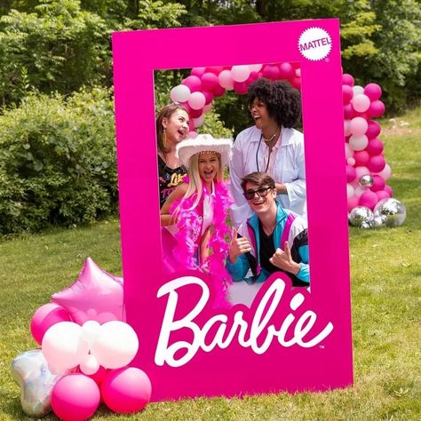 Barbie Photo Frame, Mattel Logo, Cardboard Backdrop, Barbie Party Supplies, Barbie Decorations, Barbie Pool Party, Barbie Party Decorations, Barbie Halloween Costume, Barbie Theme Party