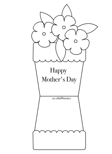 Flower Pot Shape Card Mothers Day Coloring Cards, Mothers Day Card Template, Mothers Day Coloring Pages, Mother's Day Printables, Mother's Day Projects, Mother's Day Activities, Folding Origami, Happy Mother's Day Card, Mothers Day Crafts For Kids