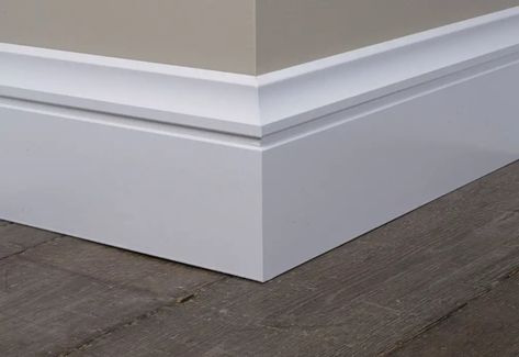 27 Baseboard Styles and Molding Ideas for Your House Floor Trim Ideas Baseboards, Dark Baseboards, Simple Crown Molding, How To Install Baseboards, Modern Baseboards, Wood Baseboard, Baseboard Styles, Molding Ideas, Baseboard Trim