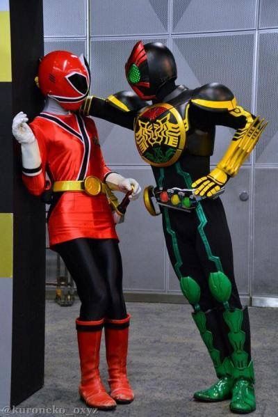 Shinken Red II and Kamen Rider OOO Power Rangers Funny, Power Rangers Memes, Power Rangers Cosplay, Power Rangers Samurai, Robot Cartoon, Kamen Rider Ooo, Japanese Superheroes, Power Rangers Art, Go Go Power Rangers