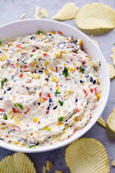 Loaded Creamy Ranch Dip (Poolside Dip) Creamy Ranch Dip, Poolside Dip, Creamy Ranch, Breakfast Easy, The Recipe Critic, Recipe Critic, Football Party Food, Ranch Dip, Potluck Dishes