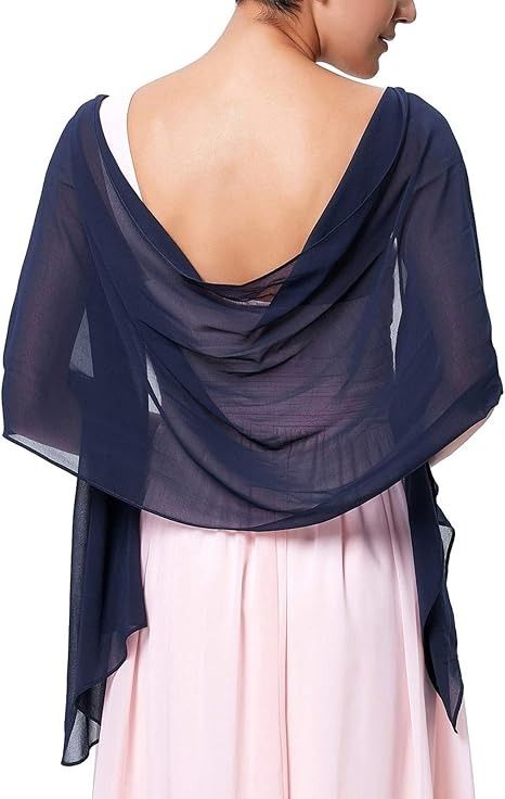 Kate Kasin Solid Wedding Shawls Wraps Women's Evening Dress Scarves Navy Blue at Amazon Women’s Clothing store Party Dress Bride, Soft Shawl, Wedding Shawls, Evening Scarf, Bridesmaid Shawl, Dress Scarf, Chiffon Shawl, Elegant Scarves, Bridal Wrap