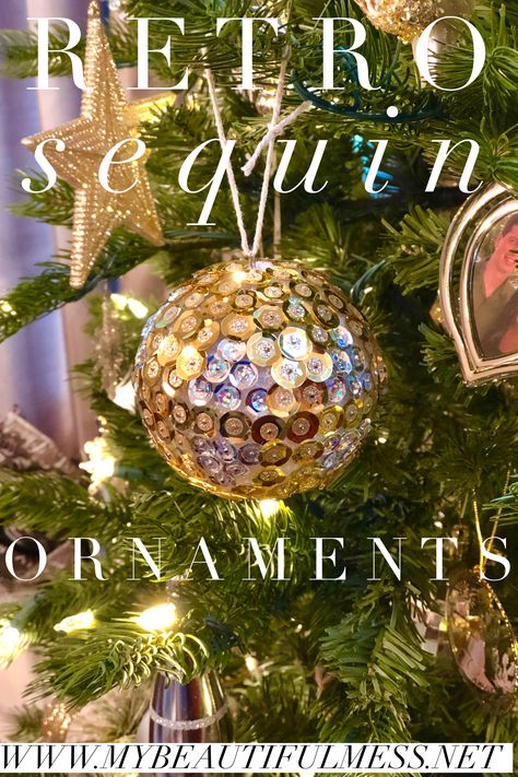 Sequin Pin Ornaments, Vintage Beaded Ornaments, Foam Ball Christmas Ornaments, Sequin Christmas Ornaments Diy, Diy Sequin Ornaments, Sequin Ornaments Diy Styrofoam Ball, Sequin Ornaments Diy, Foam Ball Ornaments, Homade Christmas Ornaments