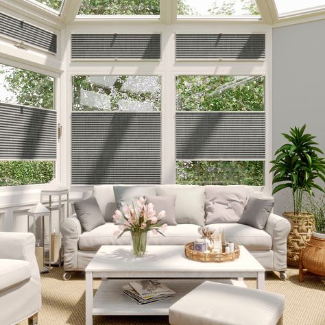 How to make a conservatory warmer in winter and on cold days | Ideal Home Conservatory Kitchen Ideas, Small Conservatory, Conservatory Flooring, Woven Blinds, Conservatory Kitchen, Conservatory Design, Cellular Blinds, Thermal Blinds, Garden Windows