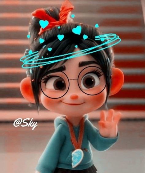 She looks so much like me with glasses on 😍 Vanellope Y Ralph, Kawaii Disney, Cute Disney, Disney Wallpaper, Cartoon Character, Wallpaper Iphone, Wallpapers, Disney Princess, My Saves