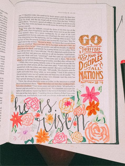 He Has Risen Bible Journaling, Isaiah 60 22, Highly Favored, He Has Risen, Bible Time, Notes Inspiration, Bible Art Journaling, He Is Risen, God Loves Me