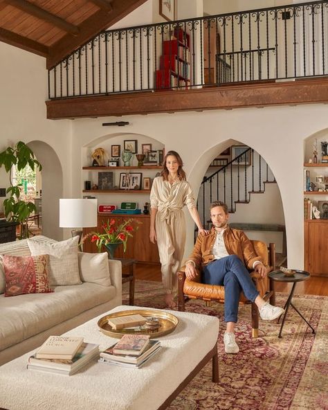 The 1924 residence was designed by... - Architectural Digest Manchester Apartment, Spanish Revival Interior, Spanish Style Living Room, Spanish Living Room, Spanish Style Home Interior, Lady Lair, Colonial Interior Design, Patrick J Adams, Mission Style Homes