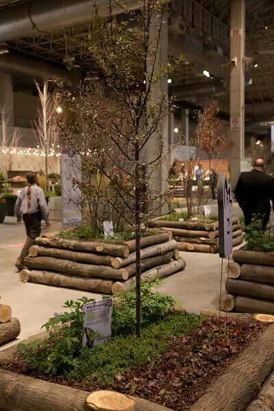 Log raised beds | Chicago Flower & Garden Show 2014 Flower Layout, Flower Garden Layouts, Garden Bed Layout, Vegetable Garden Beds, Vegetable Garden Planner, Raised Vegetable Gardens, Raised Flower Beds, Garden Layout Vegetable, Vegetable Garden Raised Beds